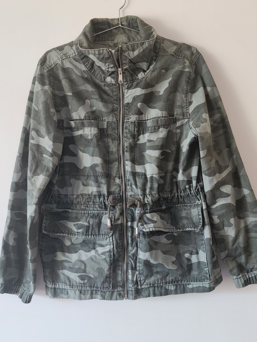 Old Navy Camo Utility Jacket Women Large Green Full Zip Cotton Military Safari